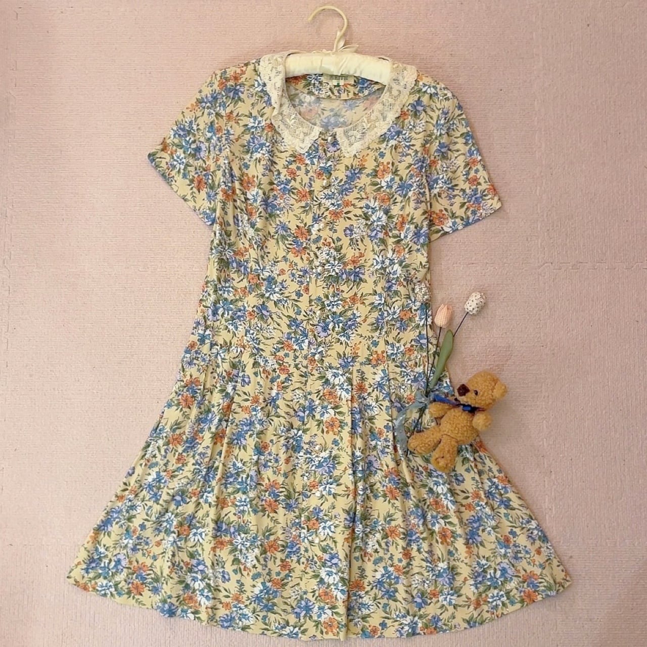 KEITH / lace collar flower one-piece