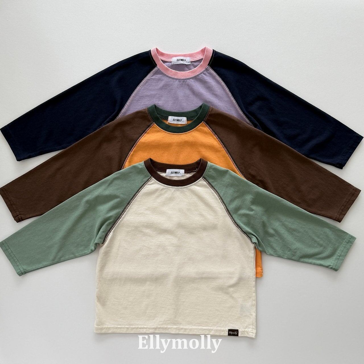 【予約】ELLY MOLLY Color block raglan T