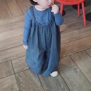 【KID】カジュアルシルエットストライプオーバーオール