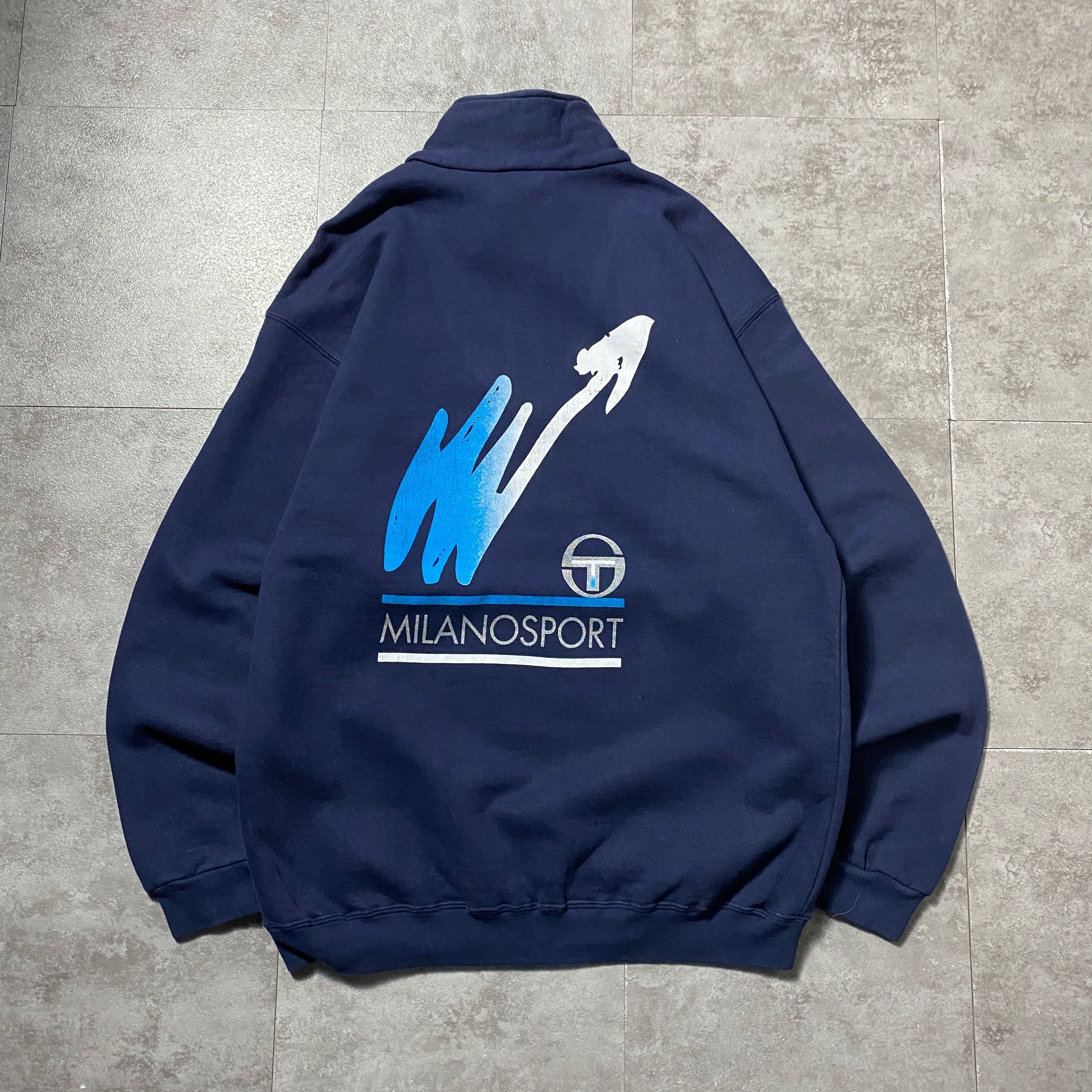 90's SERGIO TACCHINI ビックロゴ刺繍　切り替えトレーナー 90's Sergio Tacchini セルジオタッキーニ 刺繍ワンポイント ハーフ
