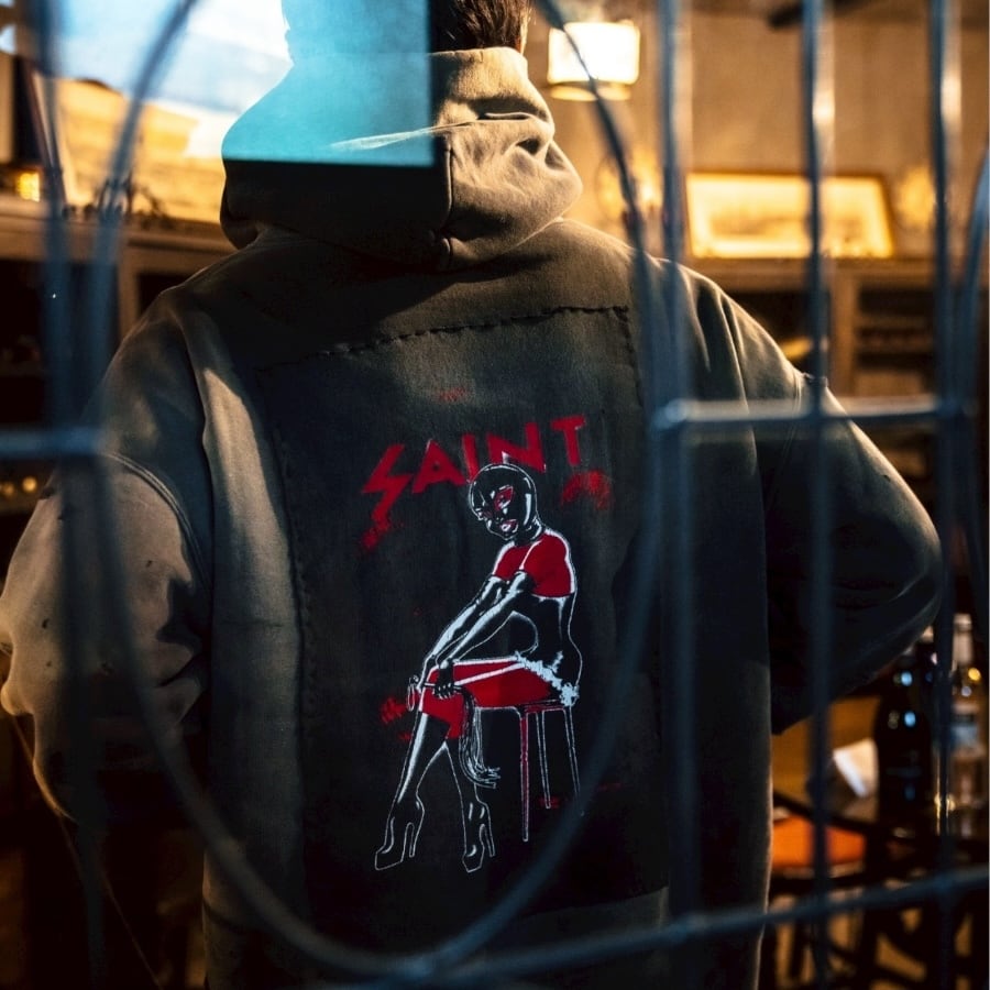 SAINT Mxxxxxx】SM-HR1-0000-054/HOODIE/SAINT CELEBRATION/BLACK | AYIN