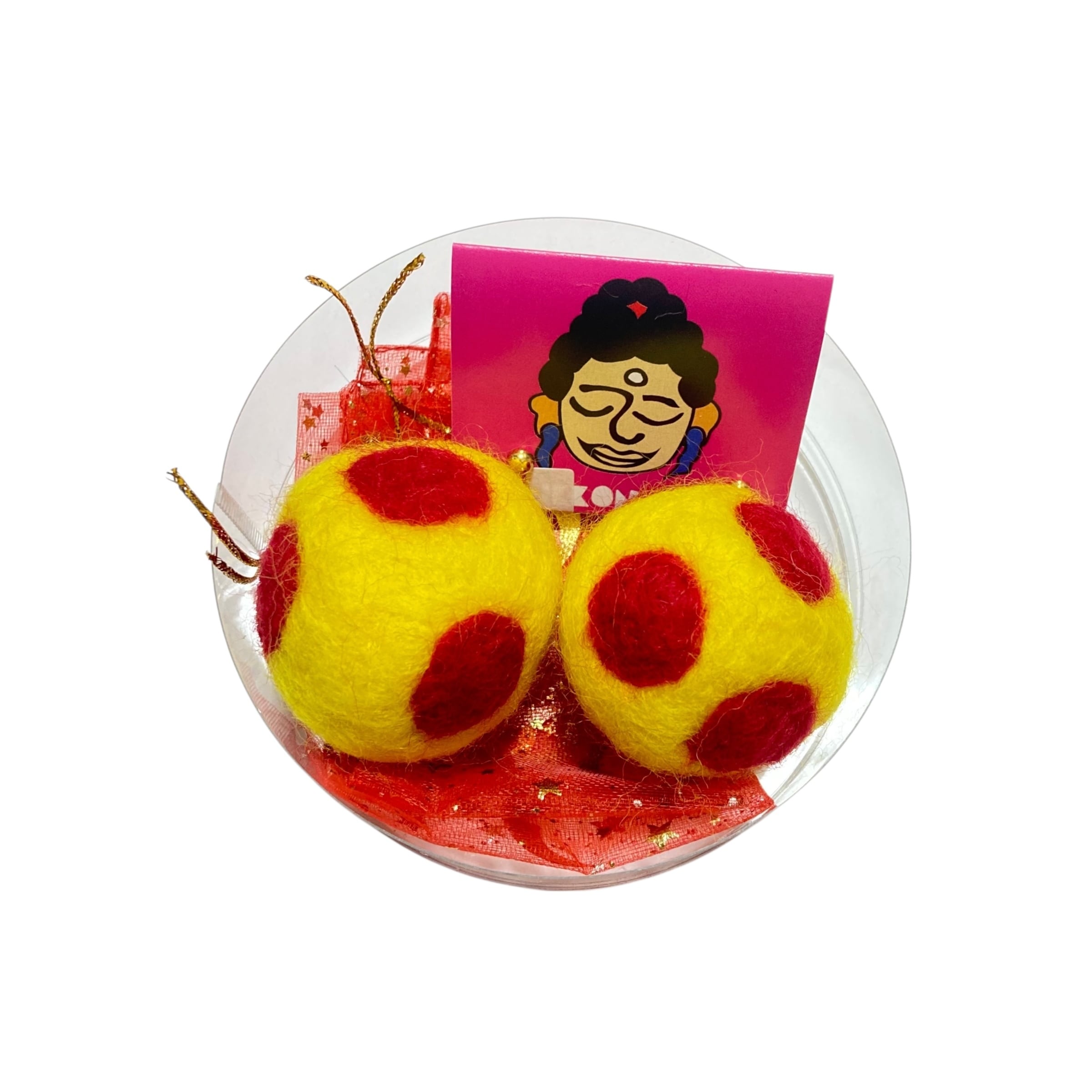 【12/14(日)21:00-12/17(水)12:00まで限定❣️】いっこの実 / ドットイヤリング(黄色×赤)