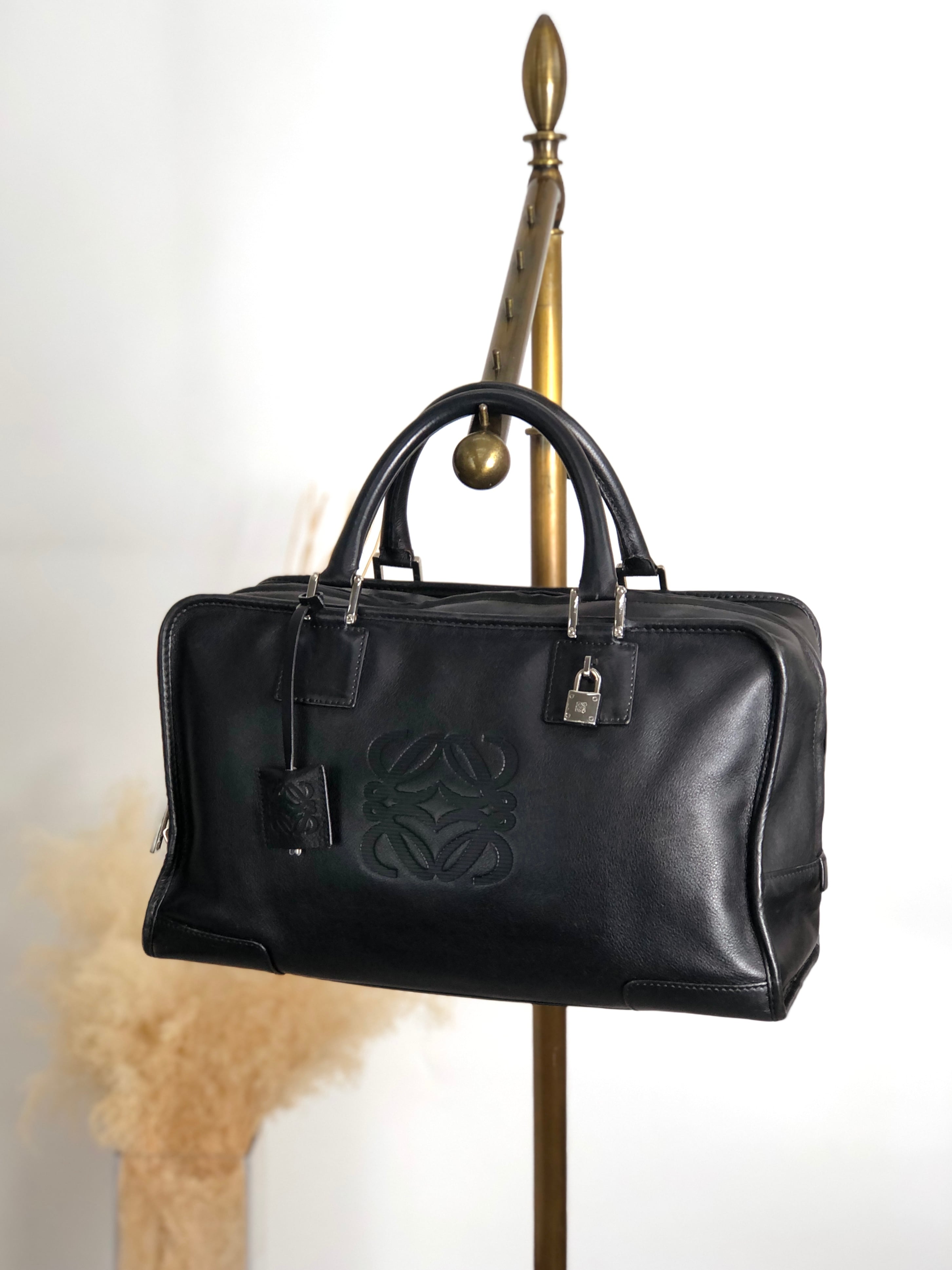LOEWE ロエベ アマソナ36 ハンドバッグ ブラック アナグラム レザー