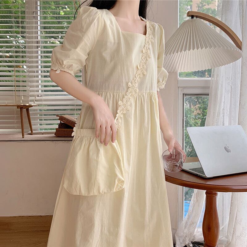 レースドレス サマースカート スリーブスタンダード レトロ 大人ガーリー スウィート キュート カジュアル 夏物 スクウェア 萌量不足87720036466