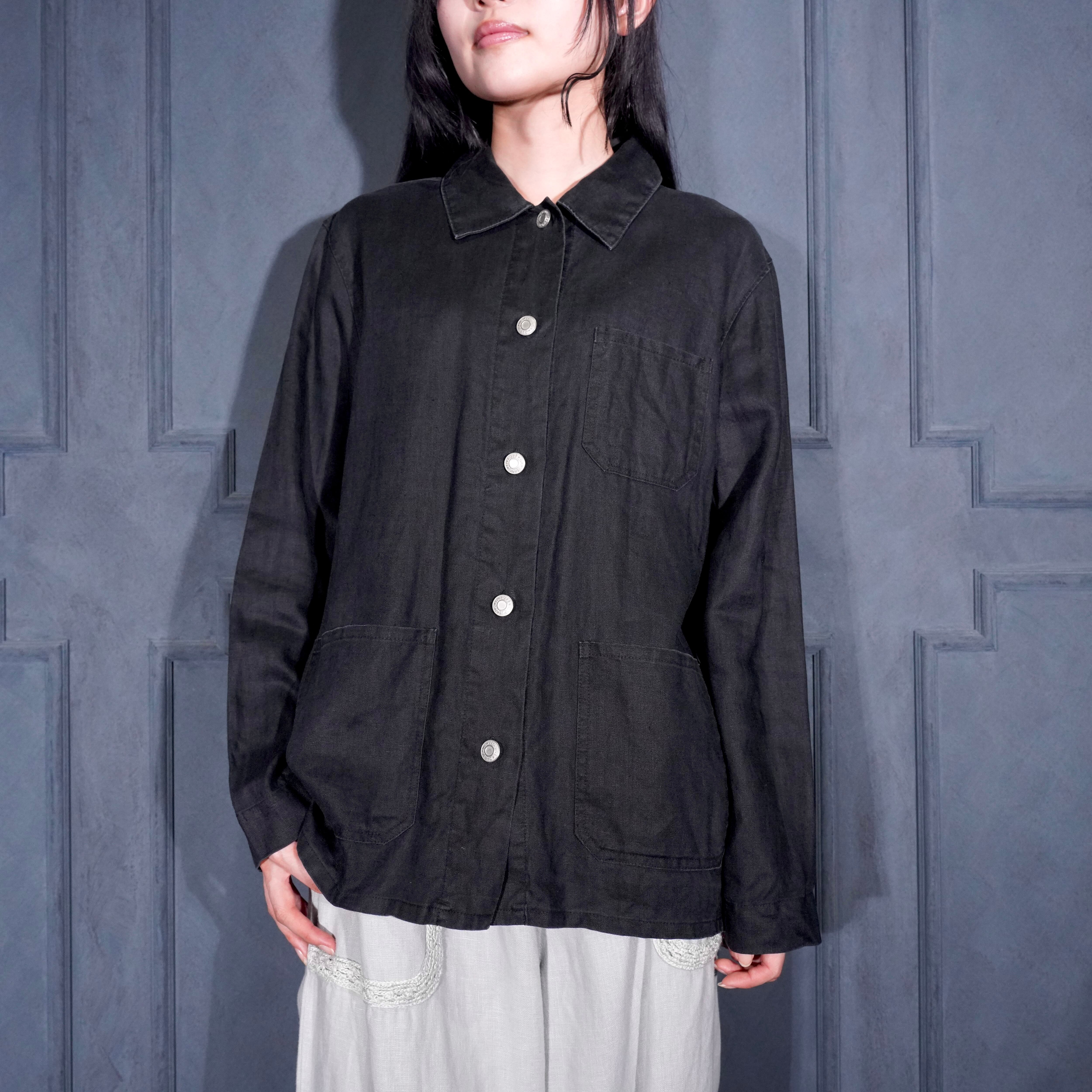 90's USA VINTAGE GAP NAVY COLOR LINEN COVERALL JACKET/90年代