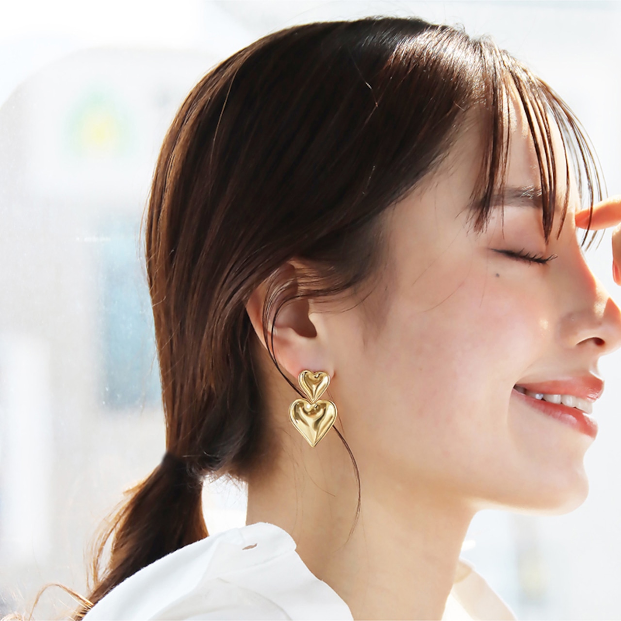 NEWカラー登場【ネコポス便】ピアス ダブルハートピアス ハート ピアス 18k 金属アレルギー サージカルステンレス つけっぱなし 2237