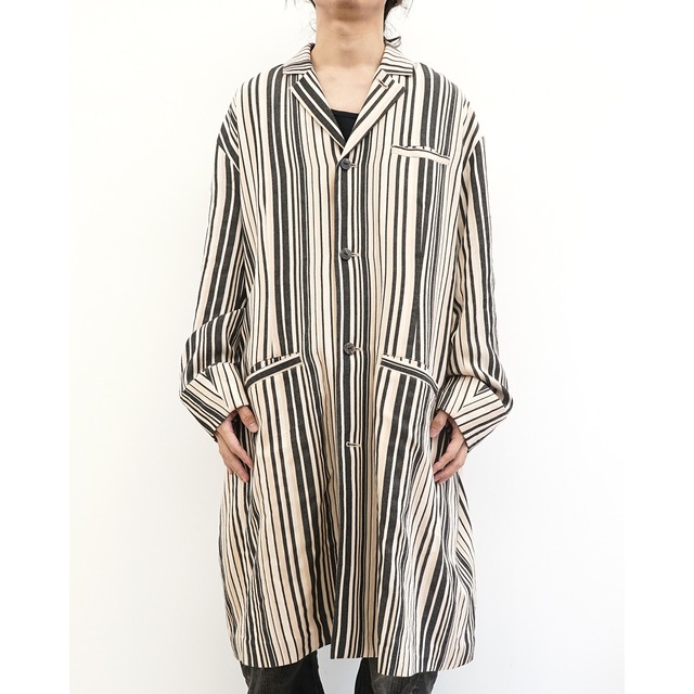 [kujaku] (クジャク) C-466-1 Striped Long Chester Coat