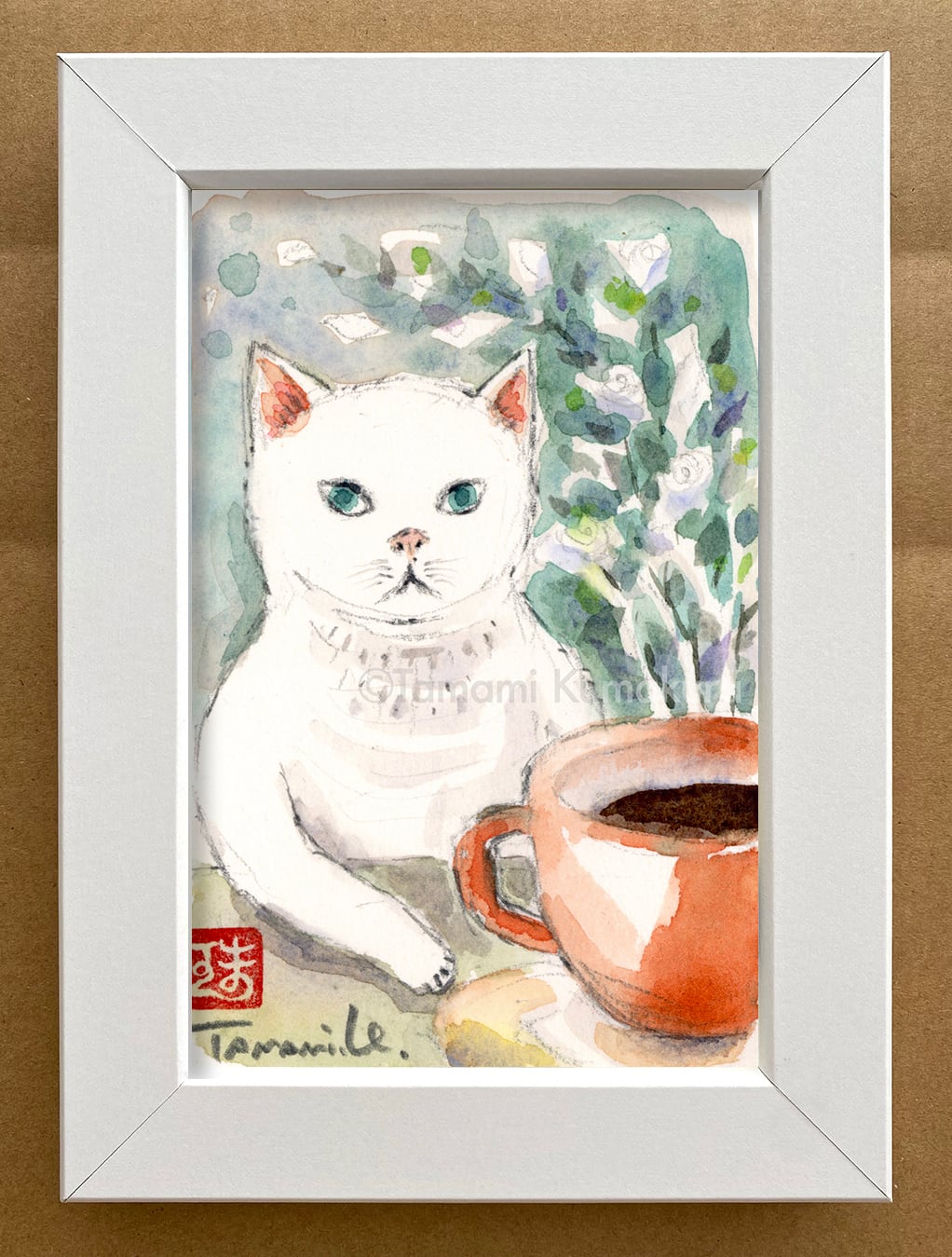 原画「白猫とお茶会2026」ポストカードサイズ | Any Kind Of Blue 猫や