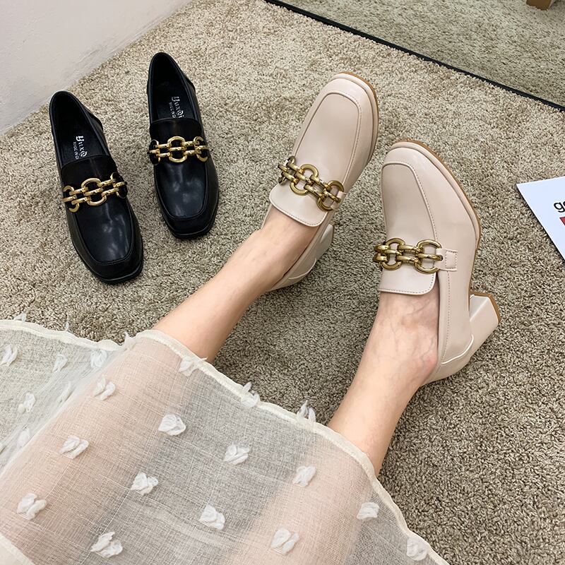 スタイルスプリングスタンダードレザーメタルバックルセット シングル 靴 シューズ レトロ 春物 フェイクシューズ80206997377