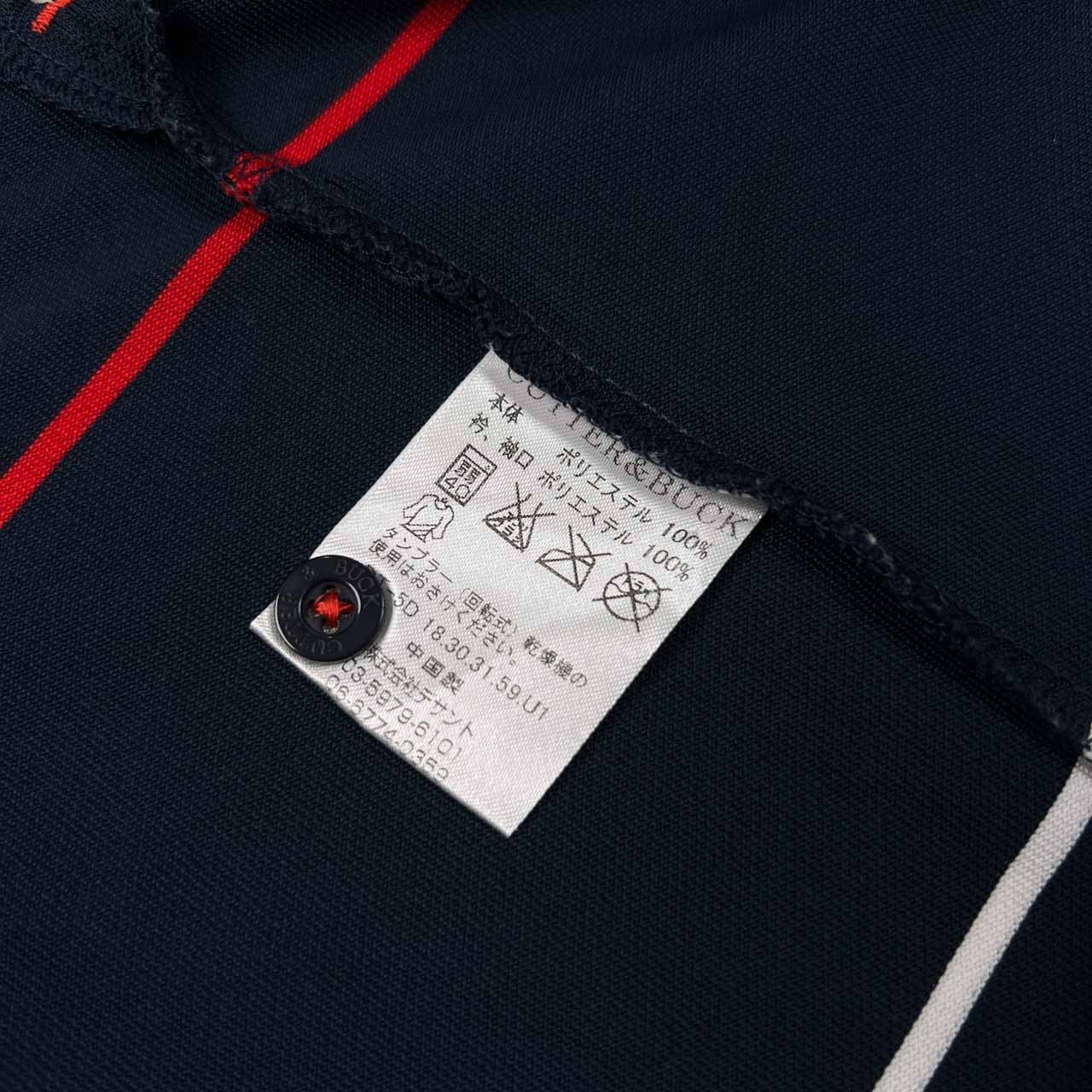 CUTTER&BUCK カッターアンドバック ゴルフ ロゴ入り ボーダー柄 半袖 ポロシャツ サイズ L /メンズ/ネイビー