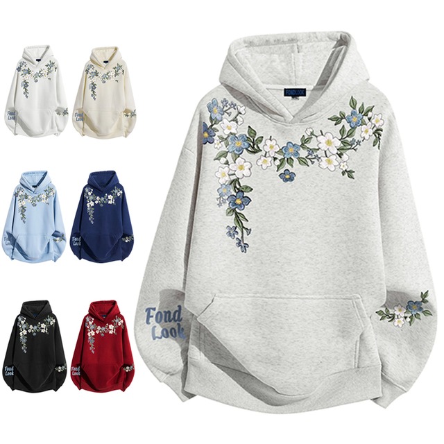 ♥7色選択可、花と文字が踊る！【ImcTLシリーズ】★パーカー★ ユニセックス 7color トップス カジュアル メンズ レディース