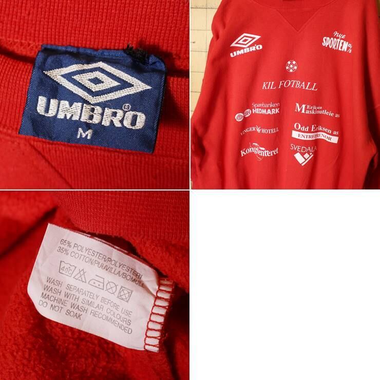 90s UMBRO アンブロ ロゴプリント スウェット レッド メンズM トレーナー アメリカ古着　010621aw36