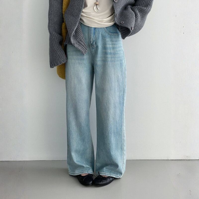 ハイウエスト ストレートレッグ ワイドパンツ ◆3color 204571