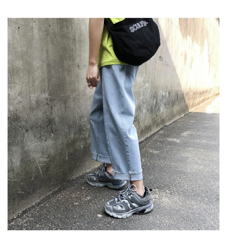 全1色 デニム パンツ ワイド カジュアル 無地 おしゃれ