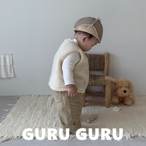 【guruguru】ふんわりベビーファーベスト ベージュ 70~90cm 241202