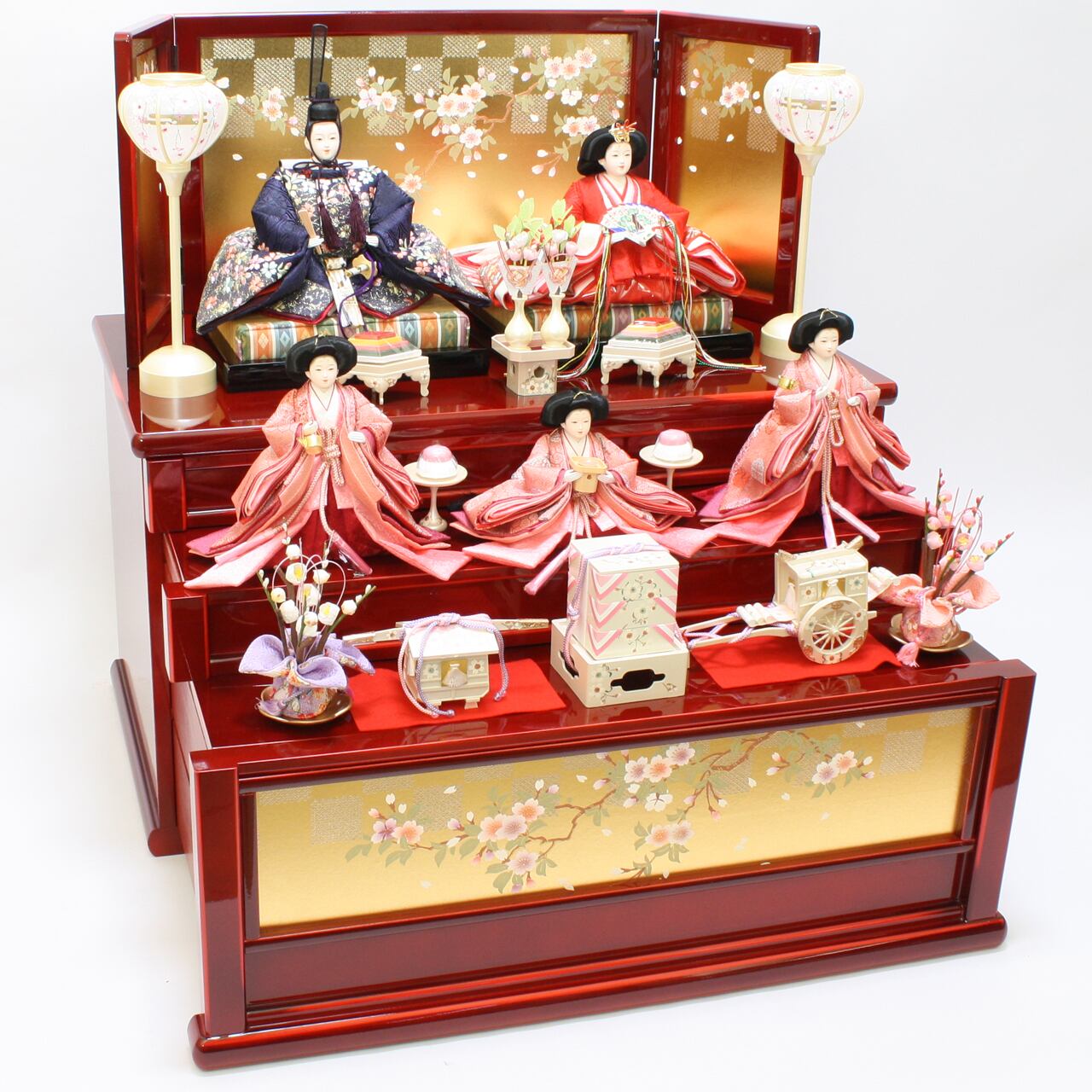 中古】雛人形 三段 - 家具