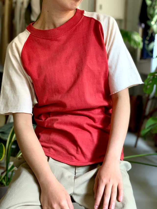 50’s−vintage “football  two tone t-shirts” “cutoff”