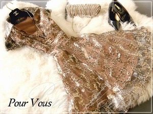 ★送料無料★7号(S)☆V字襟ひょう柄シフォンのワンピース[OPN6471]