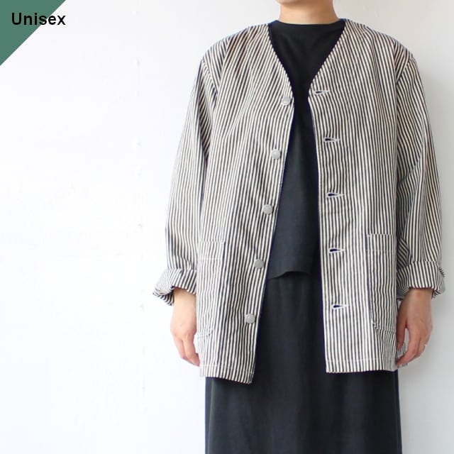 HARVESTY ヒッコリーノーカラーアトリエジャケット No Collar Atelier