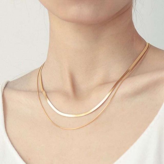 Retro gold double layer necklace　B-22060174