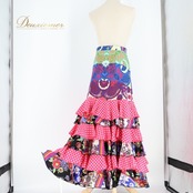 フラメンコ 衣装 ファルダ スカート ピンク 黒 ボランテ フリル 水玉 ドット 柄 模様 レイリーナ Leirena ピンク系 ブルー系 ブラック系 グリーン系 フレアスカート おしゃれ 可愛い ダンス衣装 コスチューム レトロ カラフル ボリューム感 フェミニン レディース