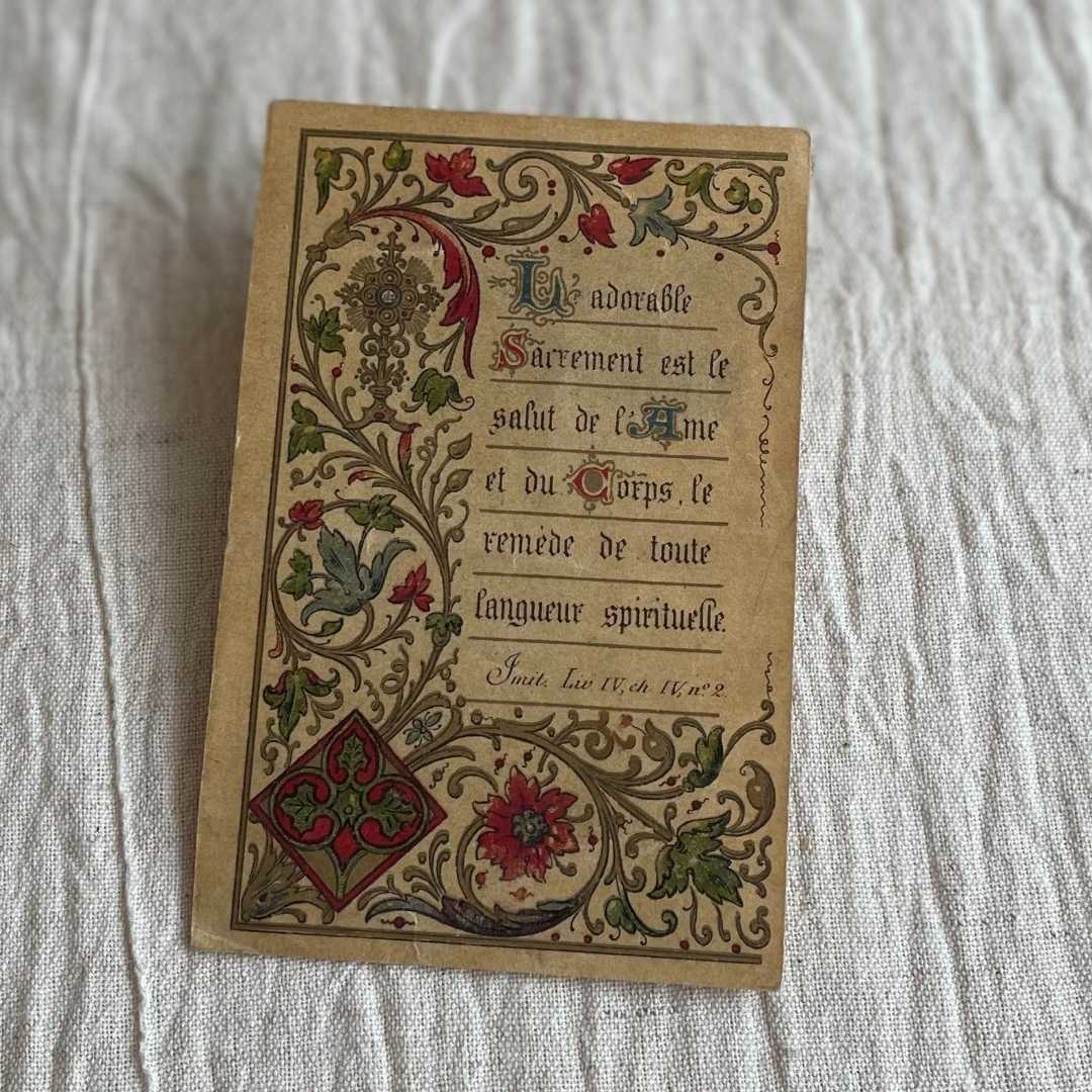 1890年】フランス アンティークカード 初聖体 カトリック 聖体拝領