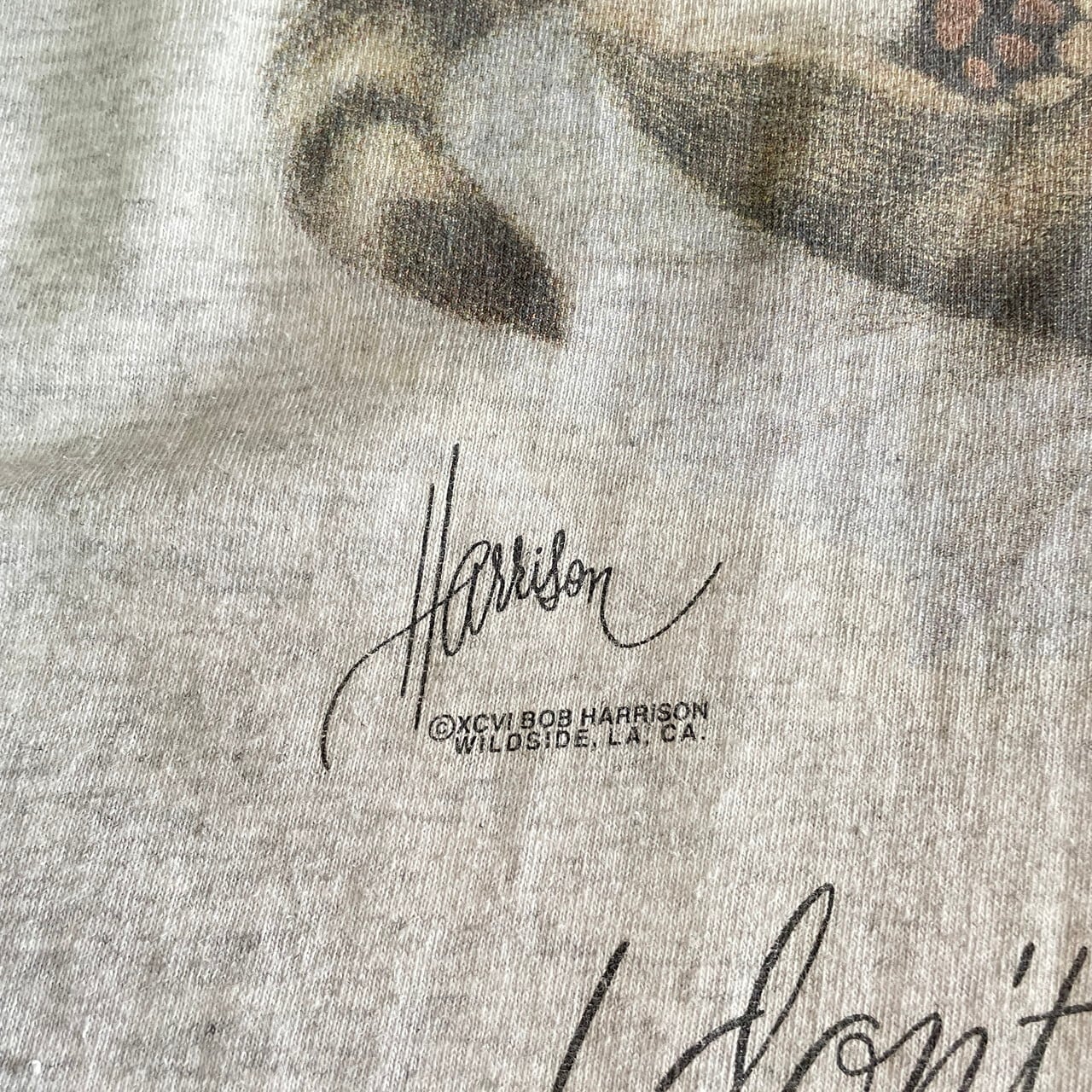 90年代 BOB HARRISON 猫 テディベア アート アニマル プリントTシャツ 