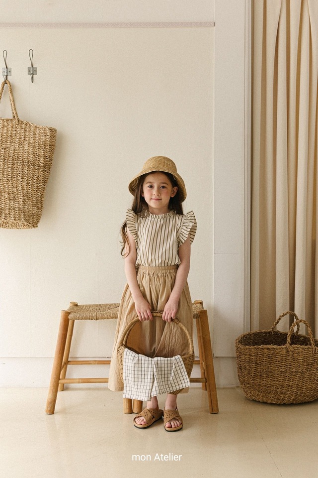 【即納】mon atelier / stripe lace blouse