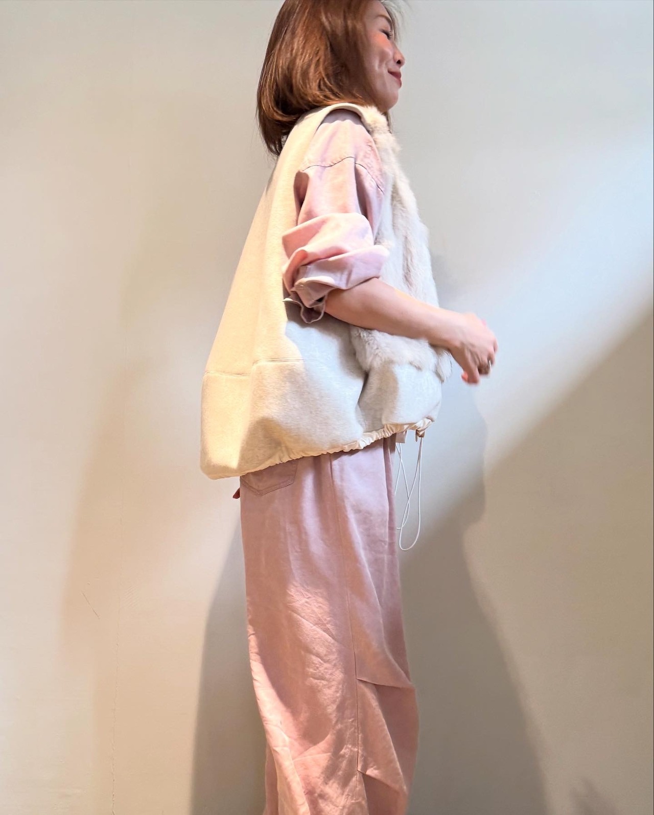 エイミーロウ　eimeelaw　Eimee Law　ファｰ&メルトンドロストコクーンベスト