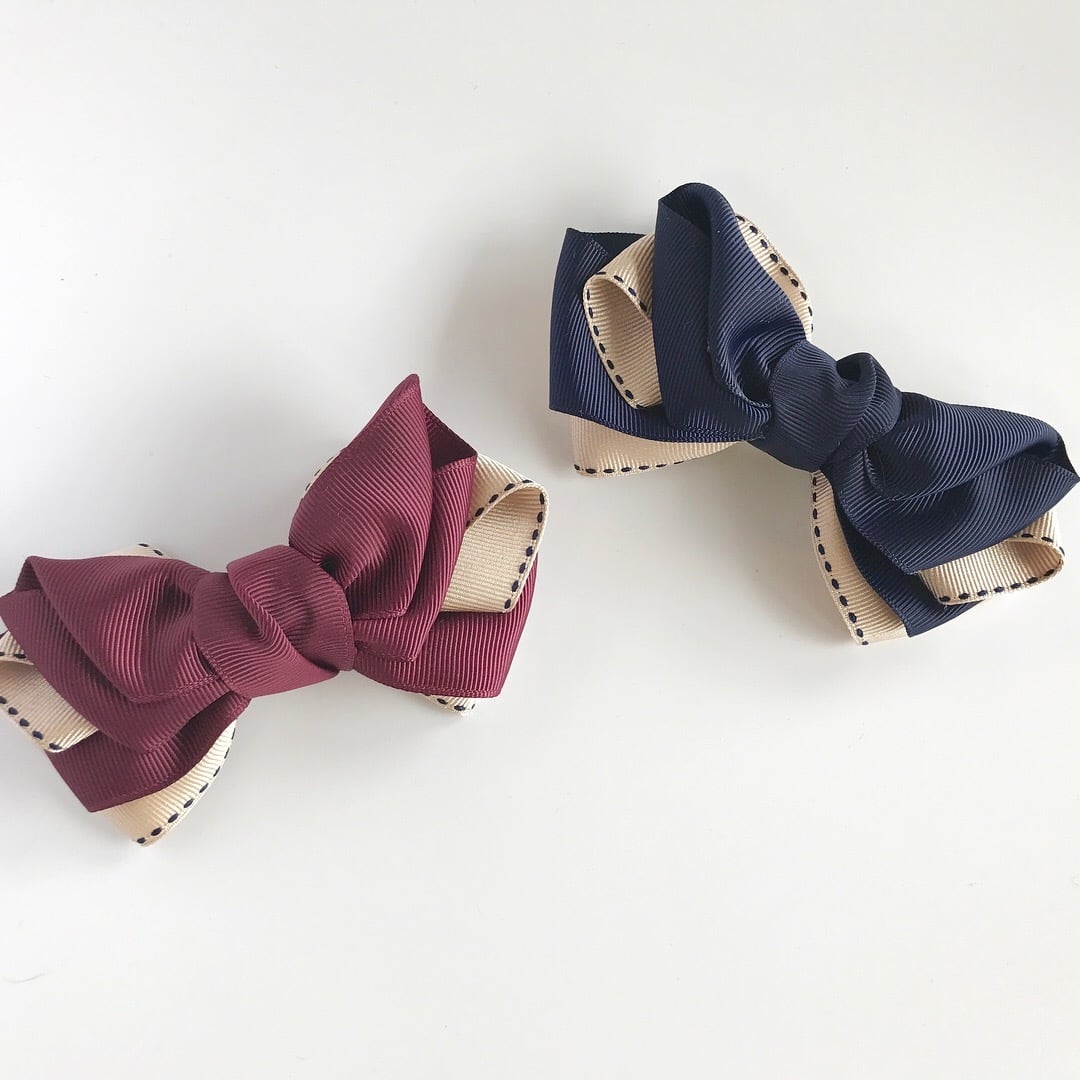 バタフライ型リボンのヘアゴム 2色