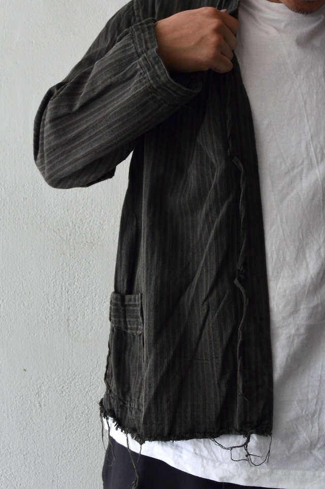 VENTITANK PROJECT Bulgarian Army 1950's-60's Dead Stock Custom Remade & Dyed Sumi Kuro Sleeping Shirt Jacket Type Red Multi3 ブルガリア軍 スリーピングシャツ ジャケット 50s 黒染め