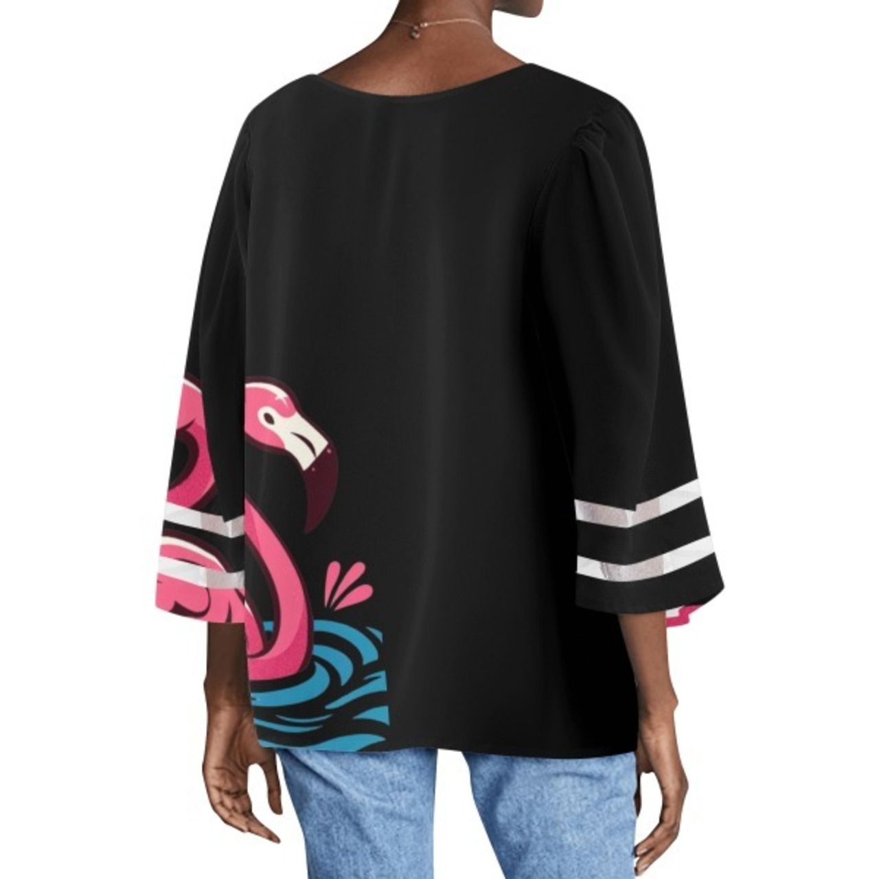 Women's Loose Chiffon Blouse with Puff Sleeves Swim 4506