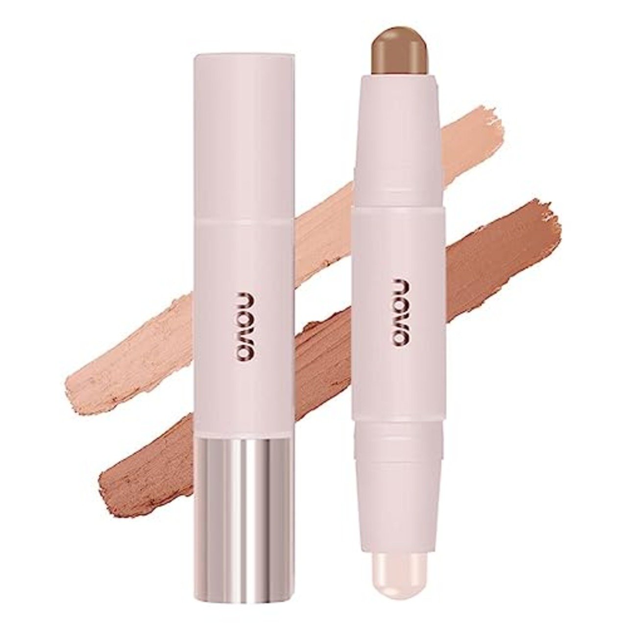 UNYOKEハイライト シェーディング スティック 3D ダブルヘッド ハイライト スティック 補正 ノーズシャドウ 影 シルエット部分 ナチュラル 輪郭メイク 真珠光沢 立体 マルチスティック 多機能メイクアップ02#ナチュラルカラー