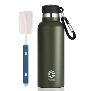 【数量限り】FJbottle 水筒 500ml 真空断熱 保温 保冷 第2世代 スポーツボトル 直飲み ステンレスボトル スポーツ飲料対応 洗浄用スポンジ付き 男の子 女の子 大人 子供 グリーン