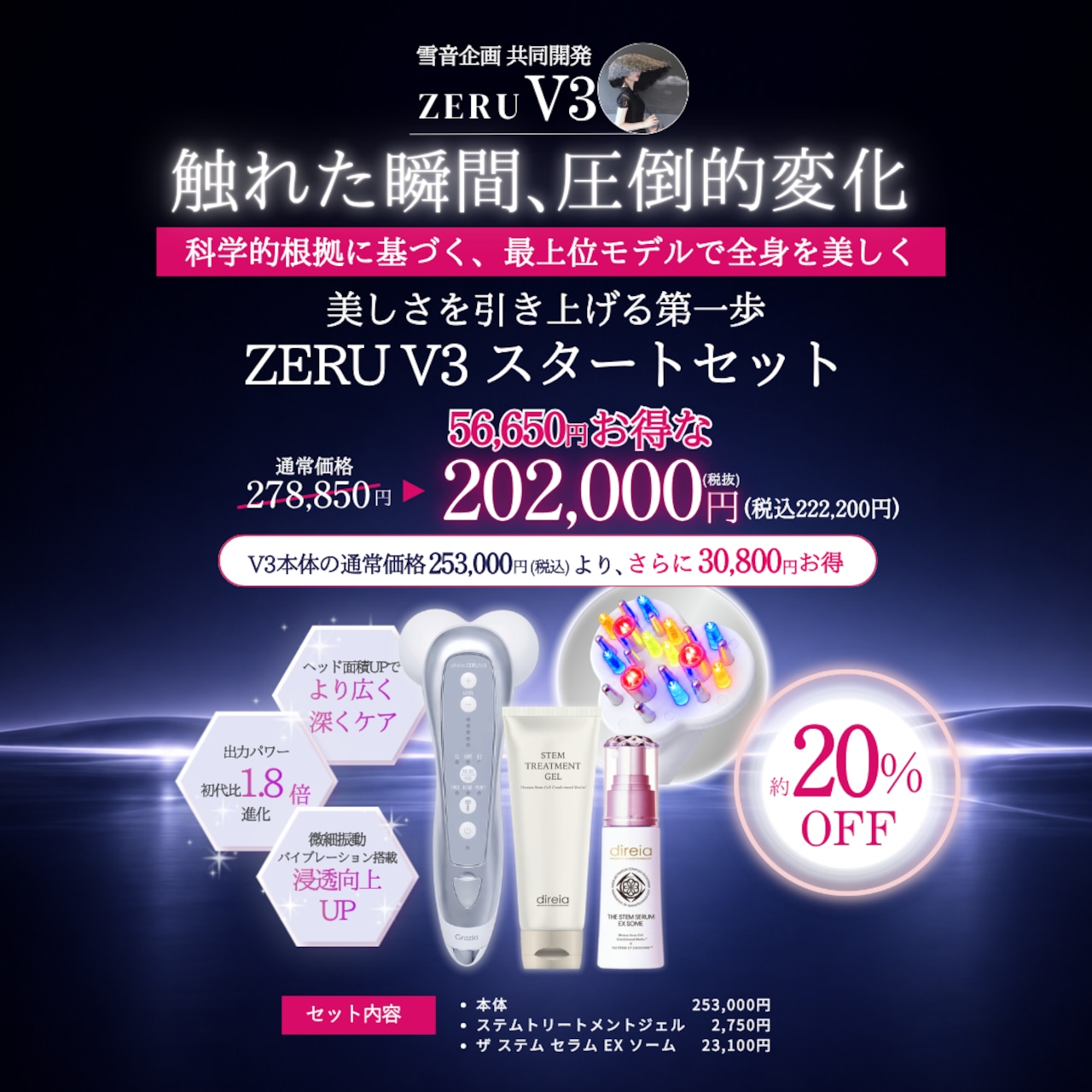 【1週間前後でお届け】美しさを引き上げる第一歩 ZERU V3 スタートセット