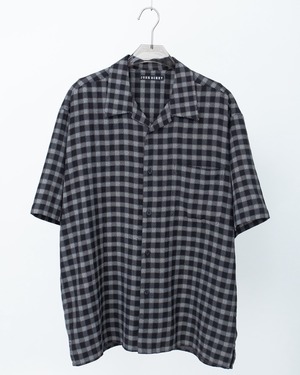 check pattern open collar short sleeve shirt
