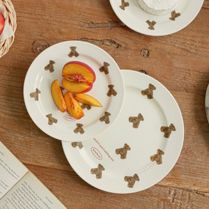 vintage retro teddy bear plate 2size  / ヴィンテージレトロ テディーベア プレート 皿 韓国雑貨