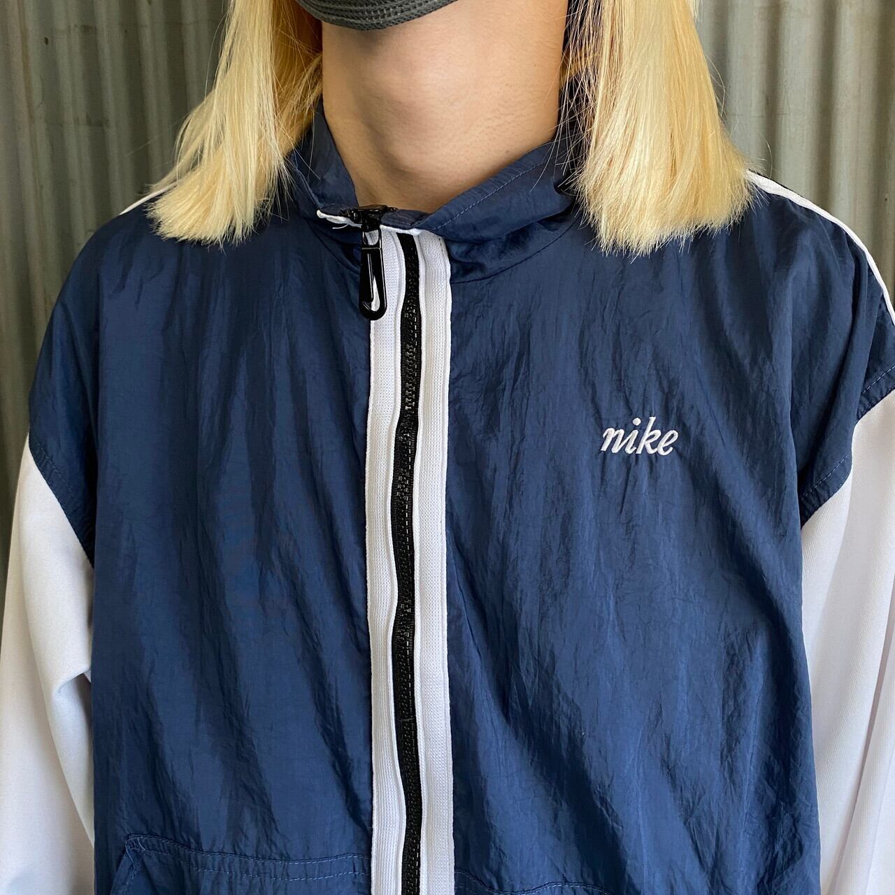 美品 90s NIKE ナイキ ナイロン ジャケット スモールロゴ ブルー