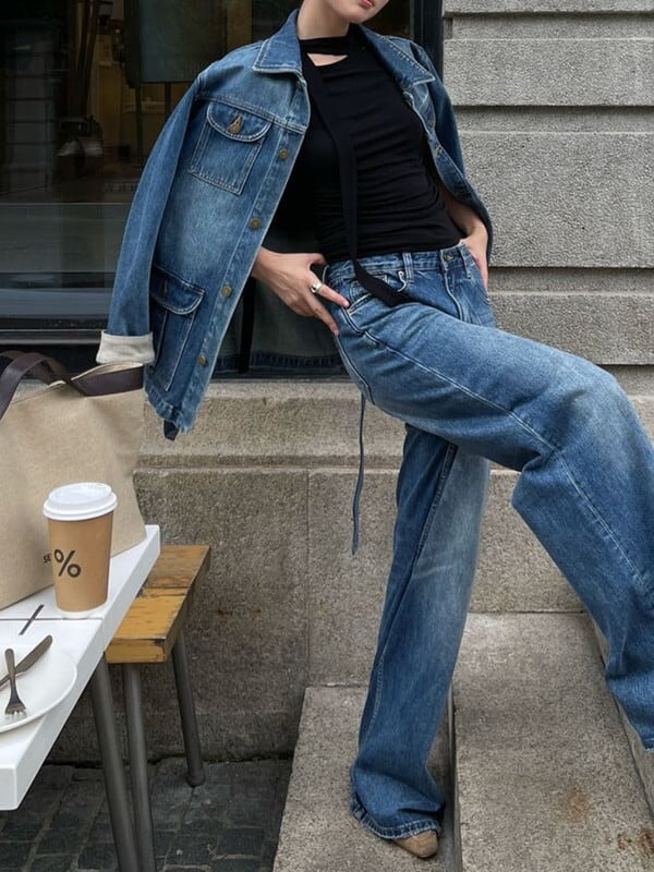 denim retro washed belt jacket【NINE9516】 | NINE9U