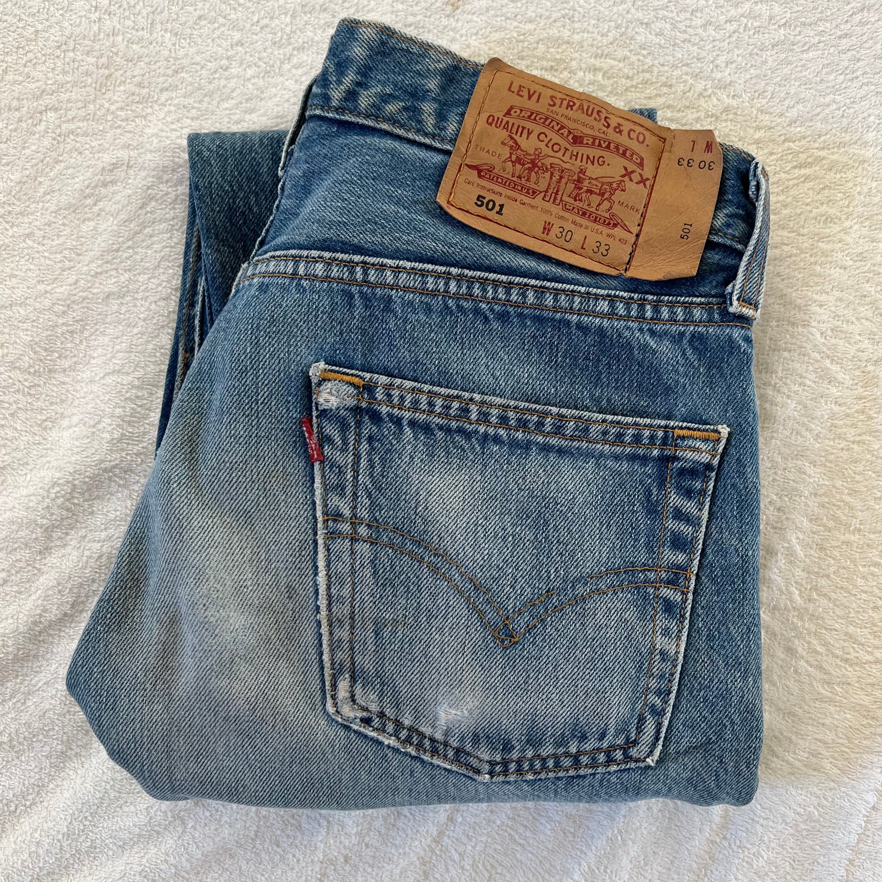 Levi's 501 USA製 W30×L34 リーバイス ダメージ デニム 90's カスタム