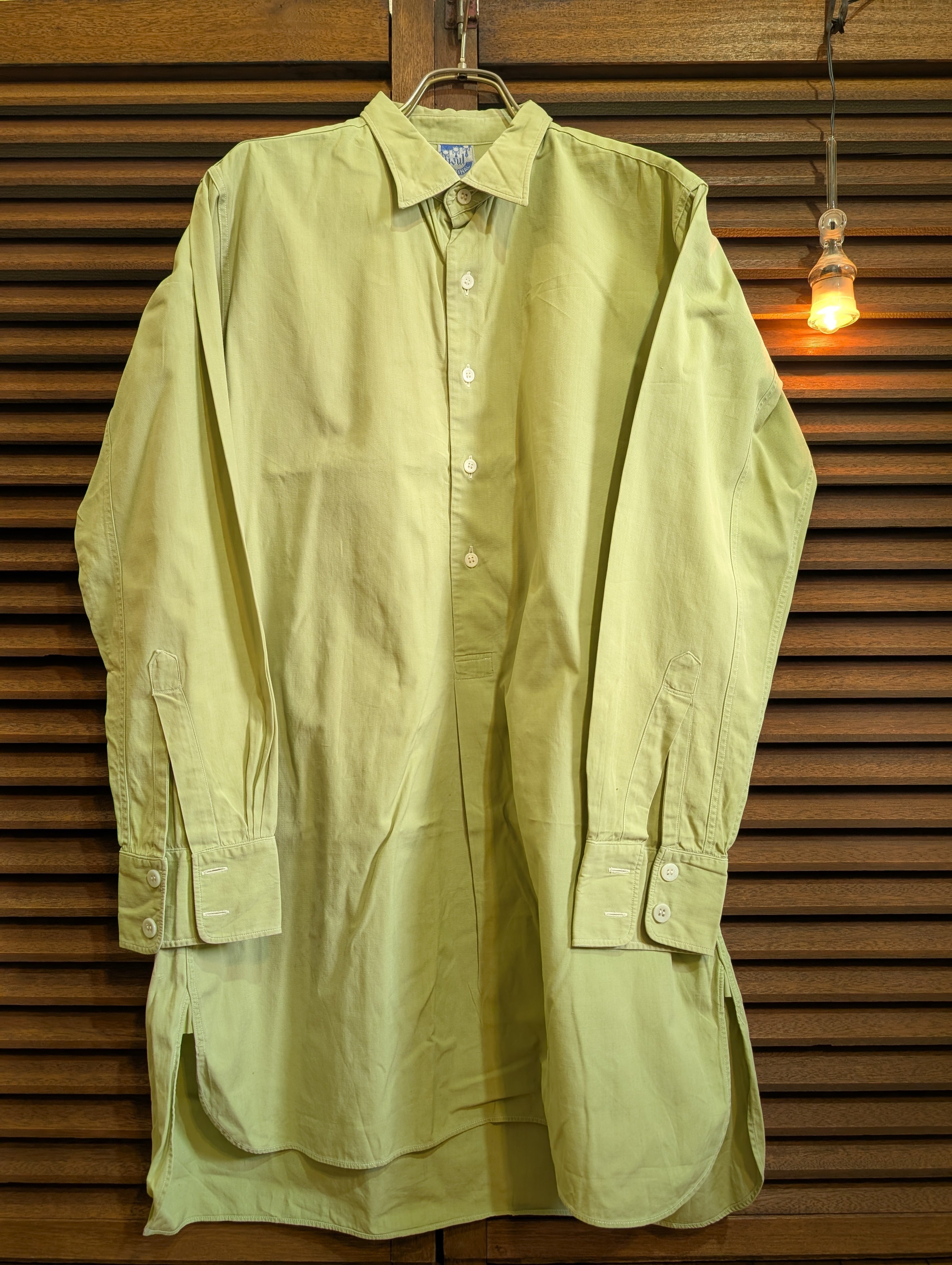 50s- Euro wul ORIGINAL Grandpa Shirt Light Green