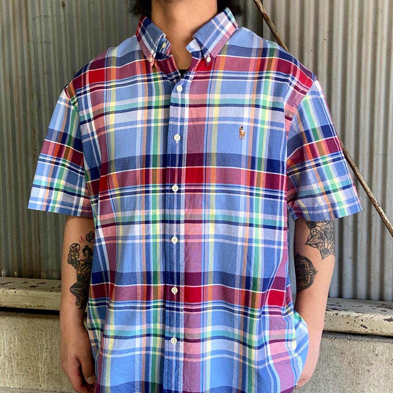 RALPH LAUREN ラルフローレン SLIM FIT マドラスチェックシャツ 半袖 