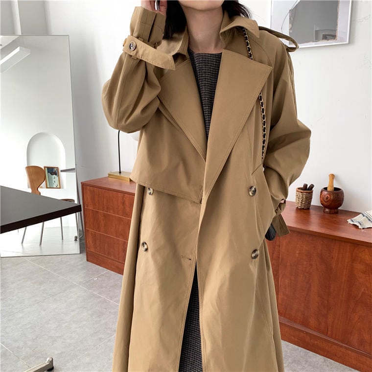 送料無料 王道アウター ロングトレンチコート トレンチコート ロングコート 定番 着回し抜群 デート 女子会 Lamitte Deco トレンド 韓国ファッション ショップ Base店