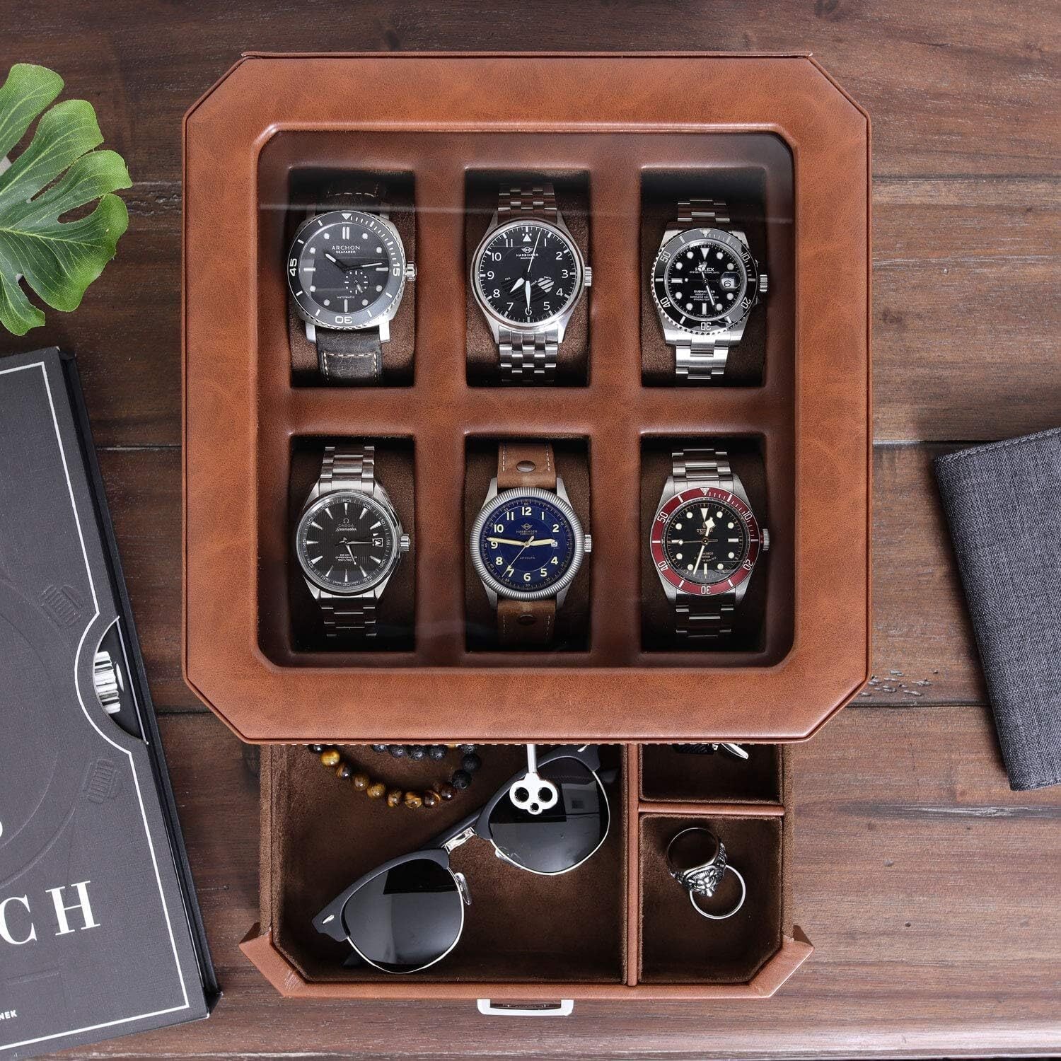 ROTHWELL 6スロット レザーウォッチボックス バレットドロワー付