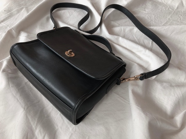 AMERICA 1990’s OLD COACH “Black Leather” 2way bag