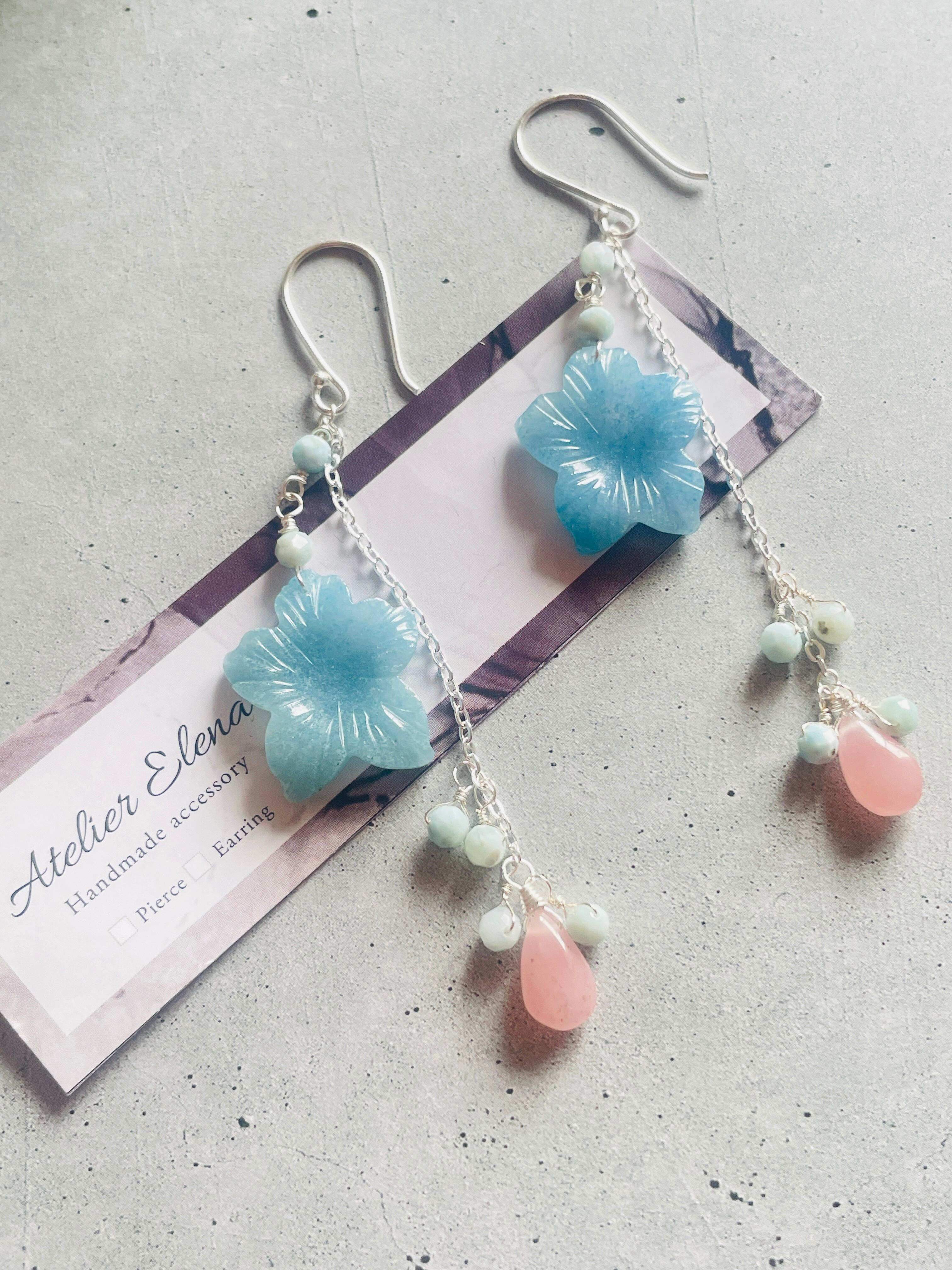 14kgfトロレアイトハート・ハーキマーダイヤモンドピアス/イヤリング