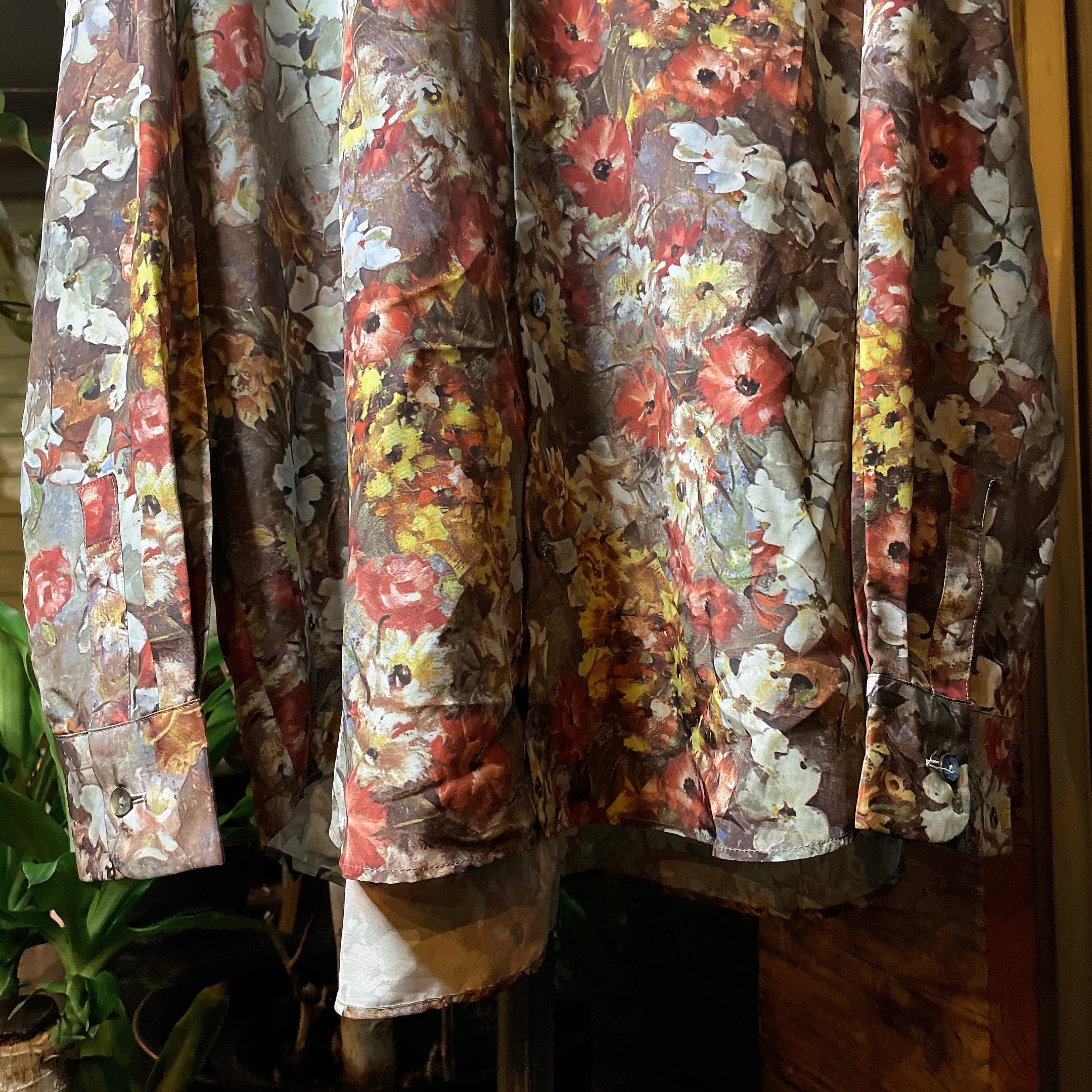 Botanical rétro flower full pattern open callar shirt