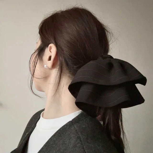 ストライプボリュームフリルシュシュ/2colors  A4324