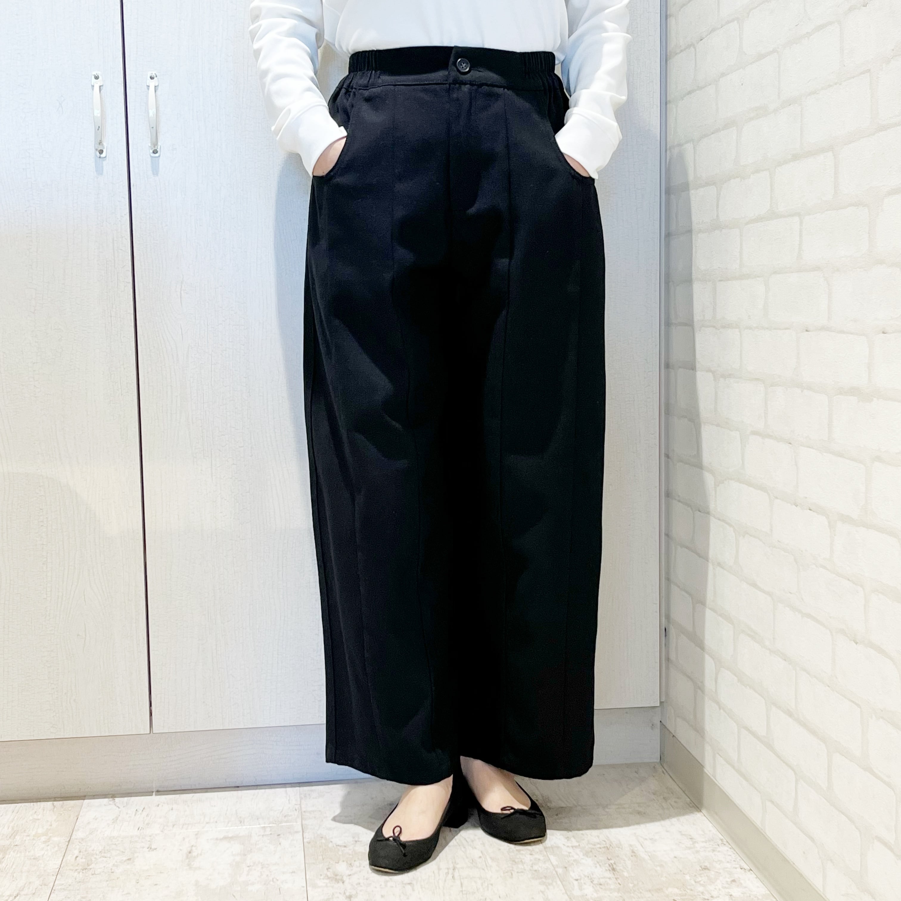 FONTANA GRANDE/437608/フロント切り替えコクーンパンツ(ブラック)