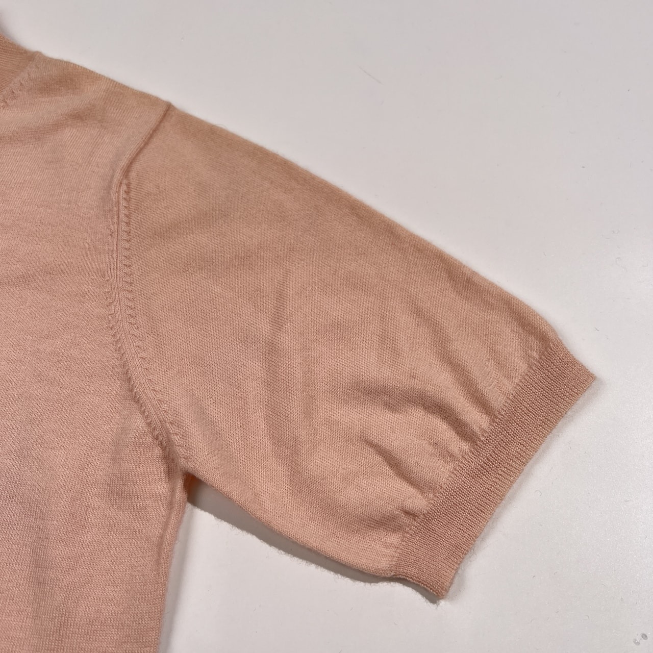 カシミヤ100% CASHMERE ハイネック 半袖 カシミア ハイゲージニット セーター サイズ M /ピンク/レディース